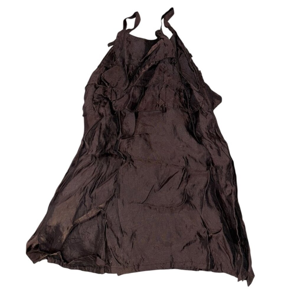 Lili Gaufrette choclate brown silk girls sun dress 2
